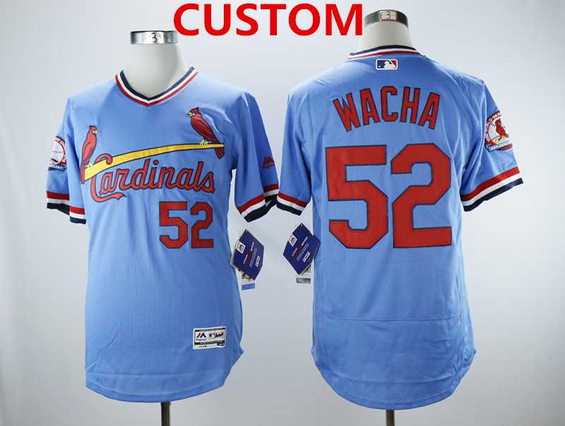Men%27s St.Louis Cardinals Custom Light Blue Cooperstown Collection Flexbase Stitched MLB Jersey